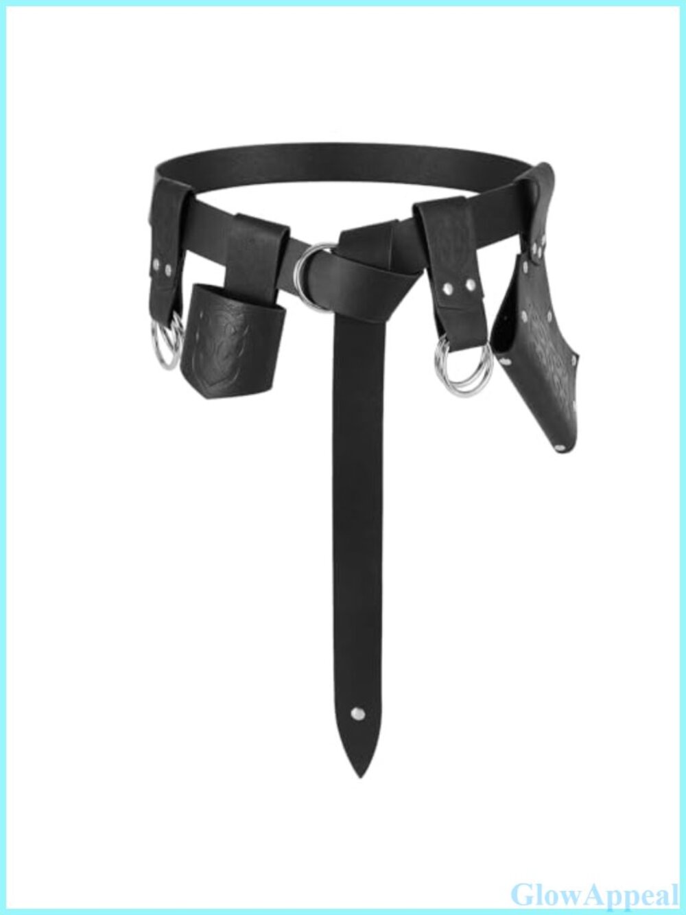 Medieval PU Leather Corset Belt Renaissance Costume Accessory with Pouch